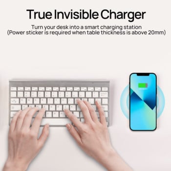 KPON Invisible Wireless Charger 30mm Under Table QI Charger Furniture Desk Wireless Charging Station for iPhone 13/12/X/9/8