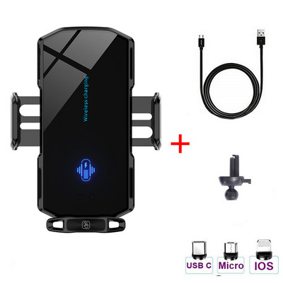 Automatska stezaljka, bežični punjač, 15W brzo punjenje, auto držač za iPhone 13 12 11 Samsung S20 S10, magnetski punjač za telefon, univerzalni