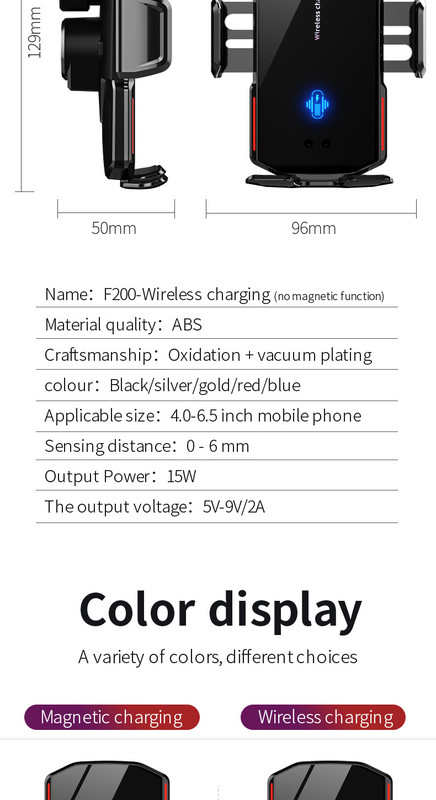 Automatska stezaljka, bežični punjač, 15W brzo punjenje, auto držač za iPhone 13 12 11 Samsung S20 S10, magnetski punjač za telefon, univerzalni