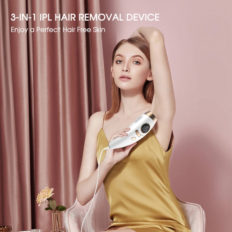 [ZS] Viso kūno 9 lygių IPL plaukų šalinimas lazeriu 3 viename 600 000 blyksnių Profesionalus neskausmingas elektrinis kvarco lempos epiliatorius moterims