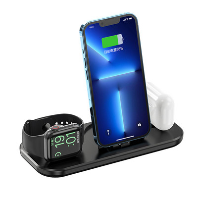 Suport de încărcare fără fir 3 în 1 15W Stație de încărcare rapidă pentru Apple Watch 7 6 AirPods Pro Dock pentru iPhone 14 13 12 11 XS XR X 8