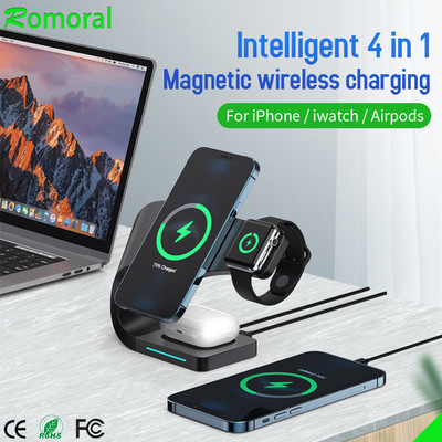 Bezdrôtová nabíjačka 4 v 1 s magnetickým rýchlym bezdrôtovým nabíjaním pre iPhone 12/13pro Max/12 Pro Max/12 Mini iWatch SE/6/5/4/3/2 Airpo