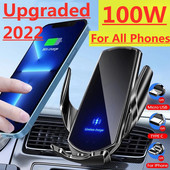 100 W automobilinis belaidis įkroviklis Magnetiniai automobiliniai įkrovikliai Montuojamas telefono laikiklis Oro anga, skirta iPhone 14 13 12 pro max Samsung greitas įkrovimas
