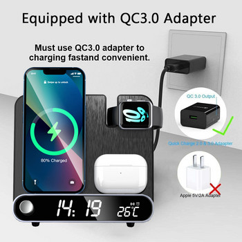 Ασύρματος φορτιστής 3 σε 1 για iPhone 14 13 12 11 Mini Pro Max iWatch AirPods Qi Fast Charging Dock Station Wireless Chargers Stand