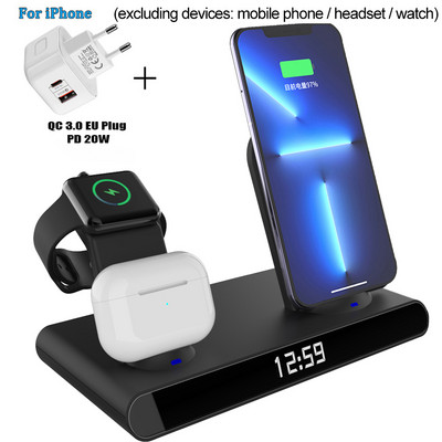 3 viename belaidis įkroviklis, skirtas iPhone 14 13 12 11 Mini Pro Max iWatch AirPods Qi greito įkrovimo doko stoties belaidžių įkroviklių stovas