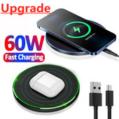 60 W vezeték nélküli töltőpad iPhone 14 13 12 11 Pro Max X Samsung Xiaomi telefontöltők indukciós gyorstöltő dokkoló állomáshoz