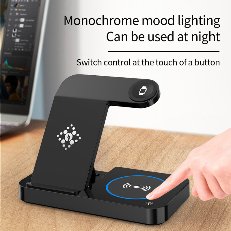 „4 viename“ belaidžio įkrovimo stotelė, skirta „iPhone 13Pro Max“, skirta „Samsung S22“, sulankstoma 15 W įkroviklio dokas, skirtas „Airpods Pro Galaxy Watch 4/3“