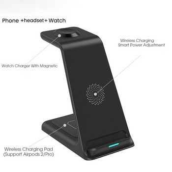 100W 3 σε 1 βάση ασύρματου φορτιστή για iPhone 14 13 12 11 8 Apple Watch Qi Fast Charging Dock Station for Airpods Pro IWatch 7 6