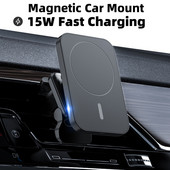 15 W magnetiniai belaidžiai įkrovikliai Automobilinis oro ventiliacijos stovas telefono laikiklis greito įkrovimo stotelė, skirta iPhone 12 13 Pro Max macsafe QI įkrovikliui