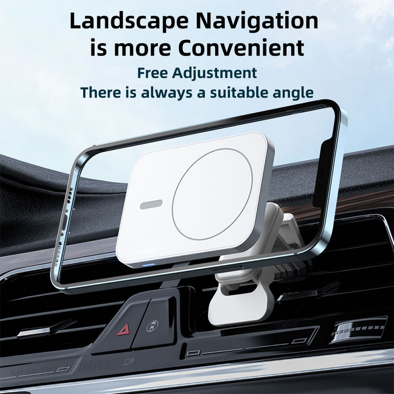 15 W magnetiniai belaidžiai įkrovikliai Automobilinis oro ventiliacijos stovas telefono laikiklis greito įkrovimo stotelė, skirta iPhone 12 13 Pro Max macsafe QI įkrovikliui