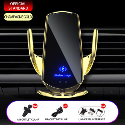 50W bežični punjač za automobil, magnetski, automatski držač za telefon za automobil, za iPhone, Samsung, Xiaomi, infracrveno indukcijsko QI brzo punjenje
