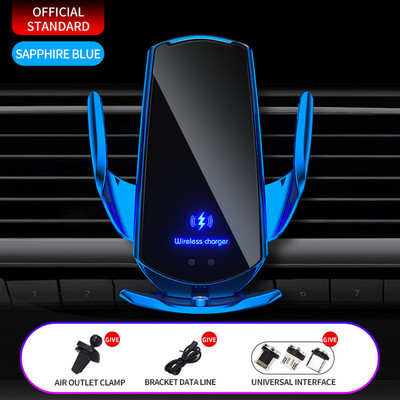 50W bežični punjač za automobil, magnetski, automatski držač za telefon za automobil, za iPhone, Samsung, Xiaomi, infracrveno indukcijsko QI brzo punjenje