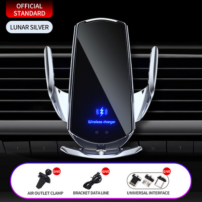 50W bežični punjač za automobil, magnetski, automatski držač za telefon za automobil, za iPhone, Samsung, Xiaomi, infracrveno indukcijsko QI brzo punjenje