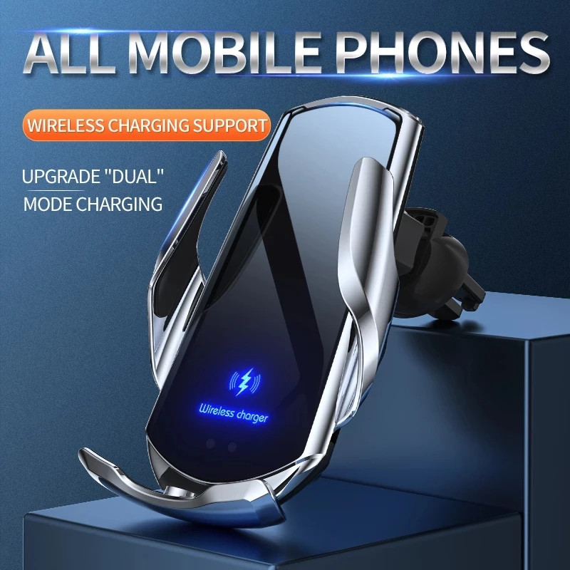 50W bežični punjač za automobil, magnetski, automatski držač za telefon za automobil, za iPhone, Samsung, Xiaomi, infracrveno indukcijsko QI brzo punjenje