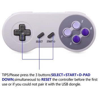 2 бр. 2,4 GHz безжичен USB ретро контролер за SNES/SFC игрова конзола, за Windows PC MAC Linux Genesis Raspberry Pi Retropie Grey