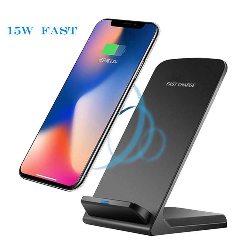 15 W-os Qi vezeték nélküli töltőállvány iPhone14 13 12 Pro X XS Max XR 8 Samsung S21 S20 S10 gyorstöltő dokkolóállomás telefontartóhoz