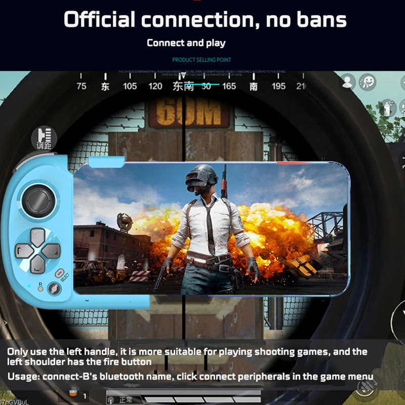 Mocute-061 vairasvirtės žaidimų pultelis, nešiojamas kairysis dešinysis žaidimų pultelis, padalintas valdiklis Integruotas įkraunamas akumuliatorius, skirtas Android / IOS telefonams