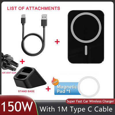 150 W automobilinio telefono laikiklis belaidis įkroviklis automobilinis laikiklis Magnetiniai automobiliniai įkrovikliai belaidžiai, skirti iPhone 11 12 13 14 Pro Max XS Xiaomi Samsung