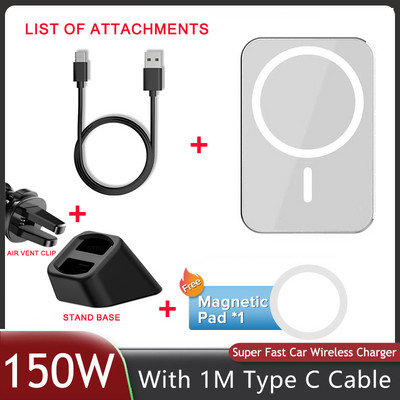 150 W automobilinio telefono laikiklis belaidis įkroviklis automobilinis laikiklis Magnetiniai automobiliniai įkrovikliai belaidžiai, skirti iPhone 11 12 13 14 Pro Max XS Xiaomi Samsung