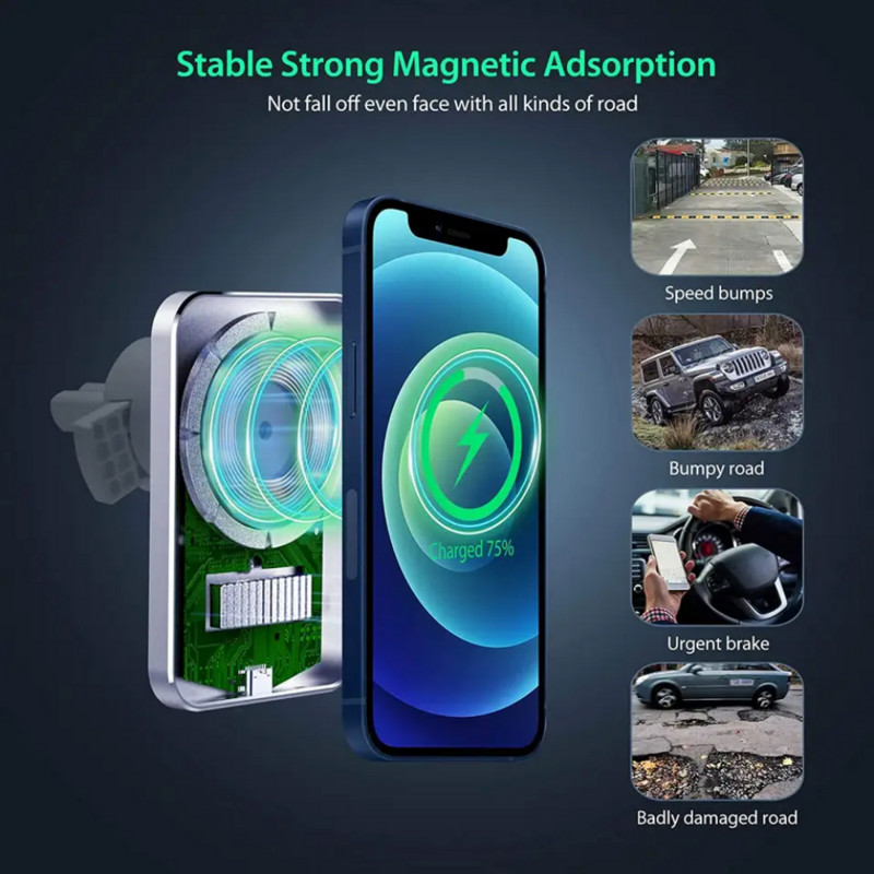 150 W automobilinio telefono laikiklis belaidis įkroviklis automobilinis laikiklis Magnetiniai automobiliniai įkrovikliai belaidžiai, skirti iPhone 11 12 13 14 Pro Max XS Xiaomi Samsung