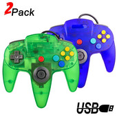2PCS N64 USB laidinis žaidimų pultelis N64 valdiklis Gamepad vairasvirtė Classic N64 Game Pad retro žaidimai, skirti Windows PC/Mac nešiojamam kompiuteriui