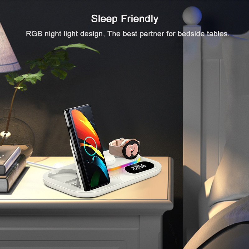 Încărcător fără fir 3 în 1 pentru Samsung Galaxy S22/S21 Ultra 30W Qi Stație de încărcare rapidă pentru Galaxy Watch 4/5 Pro Încărcătoare pliabile