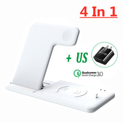 Suport de încărcare rapid fără fir 4 în 1 30W pentru iPhone 13 12 11 Airpods Pro Apple Watch iWatch 6 7 Stație de încărcare pliabilă