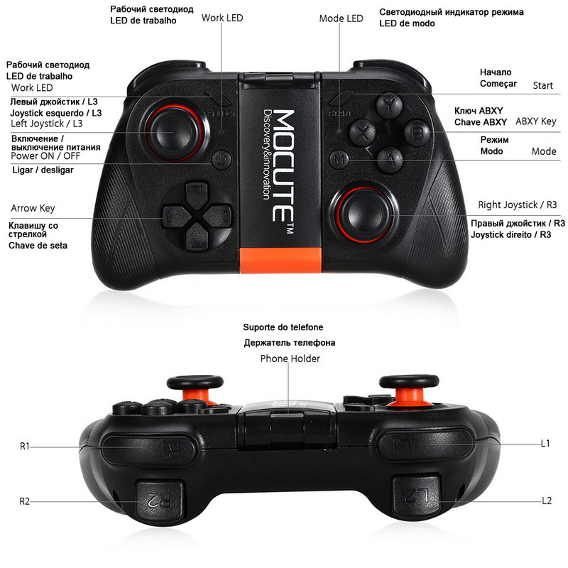 Belaidis žaidimų skydelio žaidimų pulto valdiklis mobilusis „Bluetooth“ paleidimo vairasvirtė, skirta „Android“ mobiliajam telefonui, kompiuteriui „Smart TV Box“ žaidimų valdymo rinkinys