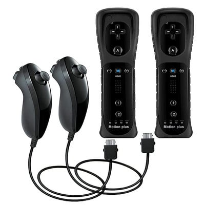 Controler 2 în 1 pentru Nintendo Wii U Built-in Motion Plus Mando Nunchuck Telecomandă Gamepad Joystick cu carcasă din silicon
