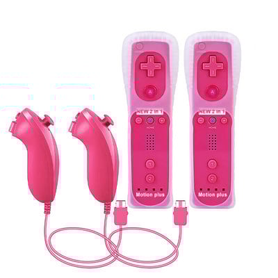 Controler 2 în 1 pentru Nintendo Wii U Built-in Motion Plus Mando Nunchuck Telecomandă Gamepad Joystick cu carcasă din silicon