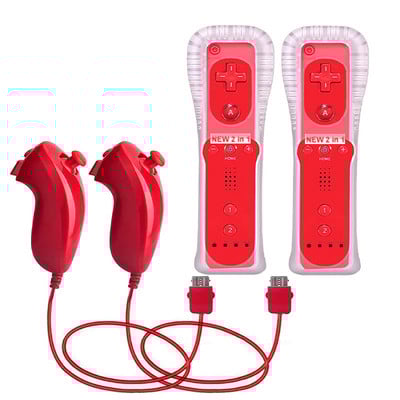 Controler 2 în 1 pentru Nintendo Wii U Built-in Motion Plus Mando Nunchuck Telecomandă Gamepad Joystick cu carcasă din silicon