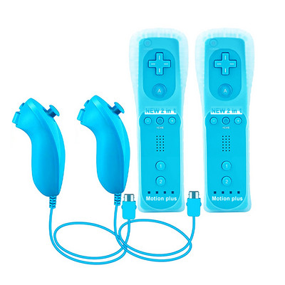 Controler 2 în 1 pentru Nintendo Wii U Built-in Motion Plus Mando Nunchuck Telecomandă Gamepad Joystick cu carcasă din silicon
