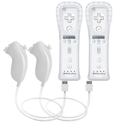 Controler 2 în 1 pentru Nintendo Wii U Built-in Motion Plus Mando Nunchuck Telecomandă Gamepad Joystick cu carcasă din silicon