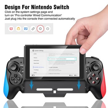 Επαγγελματικό χειριστήριο για Nintendo Switch Gamepad Ενσωματωμένο Γυροσκοπικό Σχεδιασμός 6 αξόνων Χειροκίνητη λαβή διπλού κινητήρα Δόνηση για Switch Joy Pad