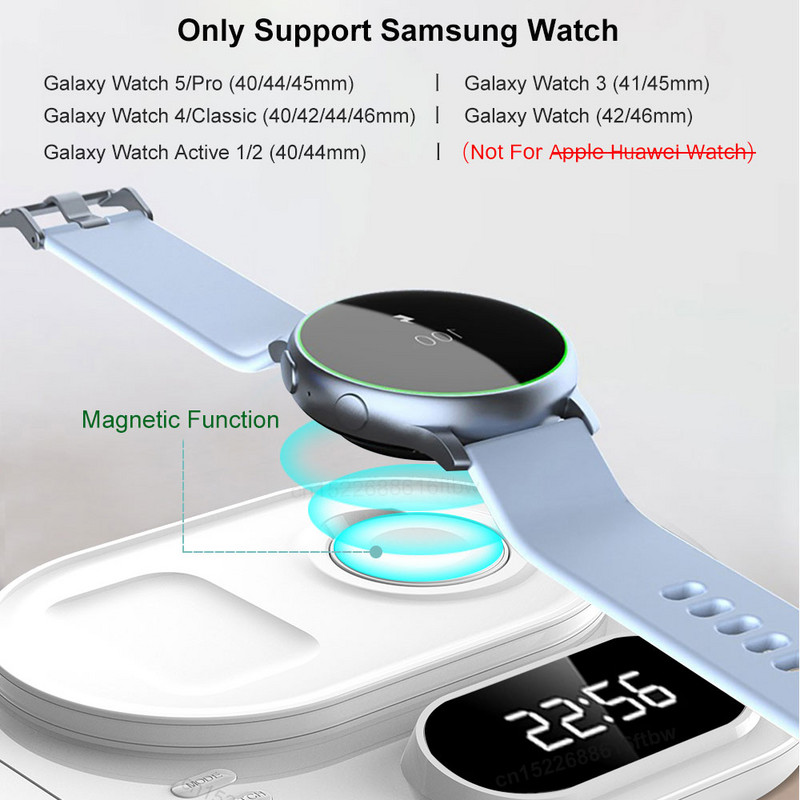 Belaidis įkroviklis 3 viename, skirtas Samsung 30 W Qi greito įkrovimo stotelei, skirtas Samsung S22 Ultra Galaxy Watch 5 4 įkroviklio dokui, sulankstomas