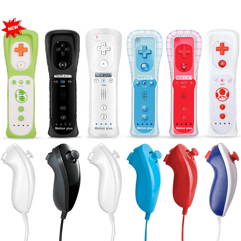 2 viename, skirtas Nintendo Wiimote Built in Motion Plus Inside Remote Gamepad Controller Wii Controller Wii nuotolinio valdymo pultui ir nunchuck