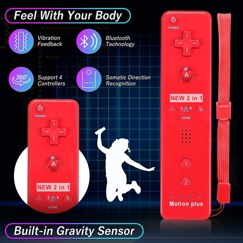 2 viename, skirtas Nintendo Wiimote Built in Motion Plus Inside Remote Gamepad Controller Wii Controller Wii nuotolinio valdymo pultui ir nunchuck