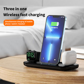 Suport pentru încărcător fără fir 3 în 1 pentru iPhone 11 12 13Pro Max Suport pentru telefon Qi Stație de încărcare rapidă Dock pentru Apple Watch AirPods