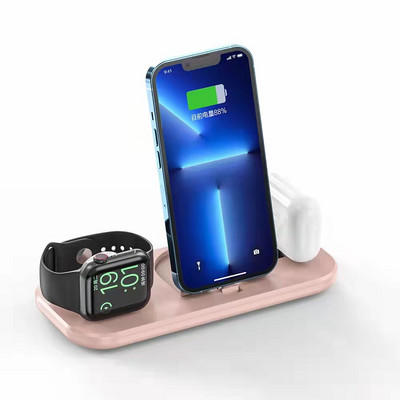 Suport pentru încărcător fără fir 3 în 1 pentru iPhone 11 12 13Pro Max Suport pentru telefon Qi Stație de încărcare rapidă Dock pentru Apple Watch AirPods