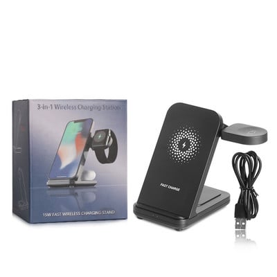 3 u 1 stalak za bežični punjač za Galaxy Watch 4 Active 1/2 15W bežični telefon i priključak za punjač za sat za Samsung galaxy watch 4