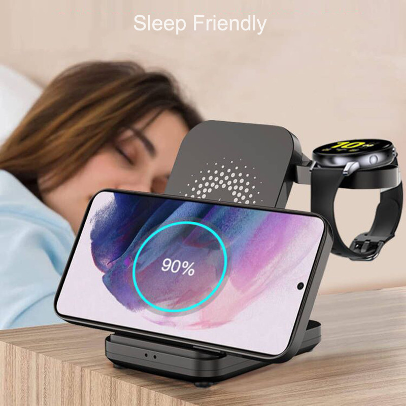 3 u 1 stalak za bežični punjač za Galaxy Watch 4 Active 1/2 15W bežični telefon i priključak za punjač za sat za Samsung galaxy watch 4