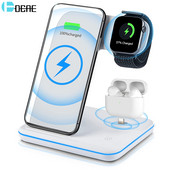 Vezeték nélküli töltőállvány 3 az 1-ben 15 W-os gyorstöltő dokkolóállomás AirPods Pro Apple Watchhoz 7 6 SE 5 4 iPhone 14 13 12 11 XS X 8
