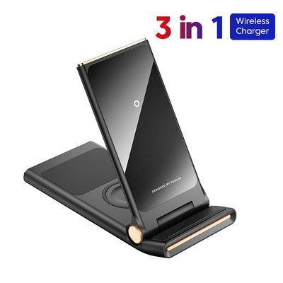 KUULAA Qi belaidis įkroviklis 3 viename, skirtas iPhone 13 12 11 Pro MAX XR X 8 sulankstoma įkrovimo stotelė, skirta Apple Watch Airpods Pro