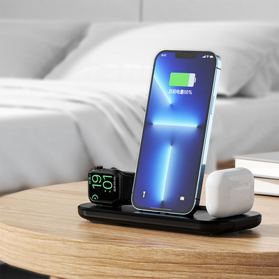 3 az 1-ben gyors töltőállomás 15 W iPhone 13 11 12 X 8Plushoz Apple Watch 7-1 töltőállomás Airpods Pro töltőtartóhoz