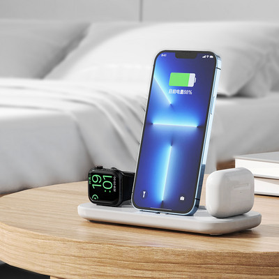 3 az 1-ben gyors töltőállomás 15 W iPhone 13 11 12 X 8Plushoz Apple Watch 7-1 töltőállomás Airpods Pro töltőtartóhoz