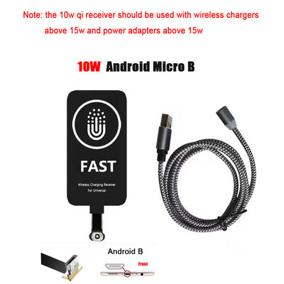 Qi bežični prijemnik za punjenje za tip C/Android telefone, brzi adapter za bežični punjač, magnetski kabel, žično punjenje