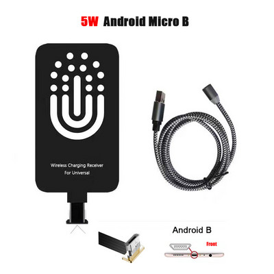 Qi bežični prijemnik za punjenje za tip C/Android telefone, brzi adapter za bežični punjač, magnetski kabel, žično punjenje