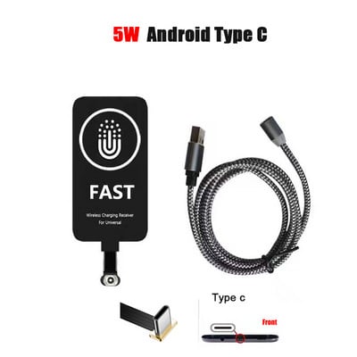 Qi bežični prijemnik za punjenje za tip C/Android telefone, brzi adapter za bežični punjač, magnetski kabel, žično punjenje