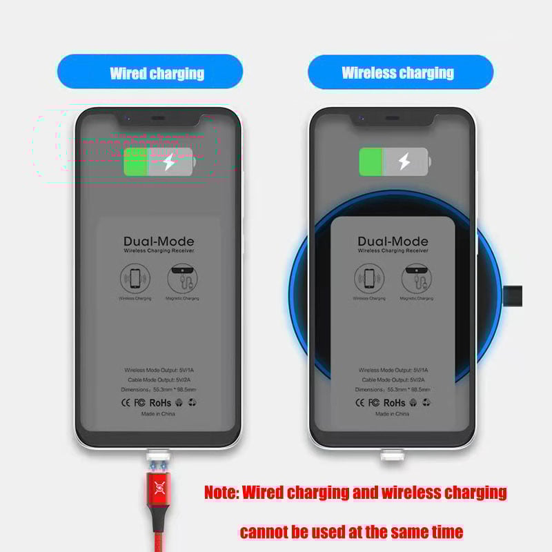 Qi bežični prijemnik za punjenje za tip C/Android telefone, brzi adapter za bežični punjač, magnetski kabel, žično punjenje