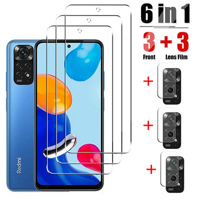 6 in1 kameras objektīva rūdīts stikls priekš Xiaomi Redmi note 11s 11 4G globālā ekrāna aizsargplēve uz Redmi note 11 Pro stikla